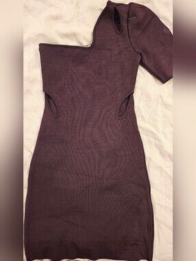 Asymmetric One-Shoulder Bodycon Dress in Plum